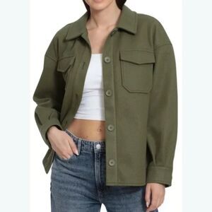AVEC LES FILLES Hunter Green Boyfriend Shirt Jacket Oversized XS